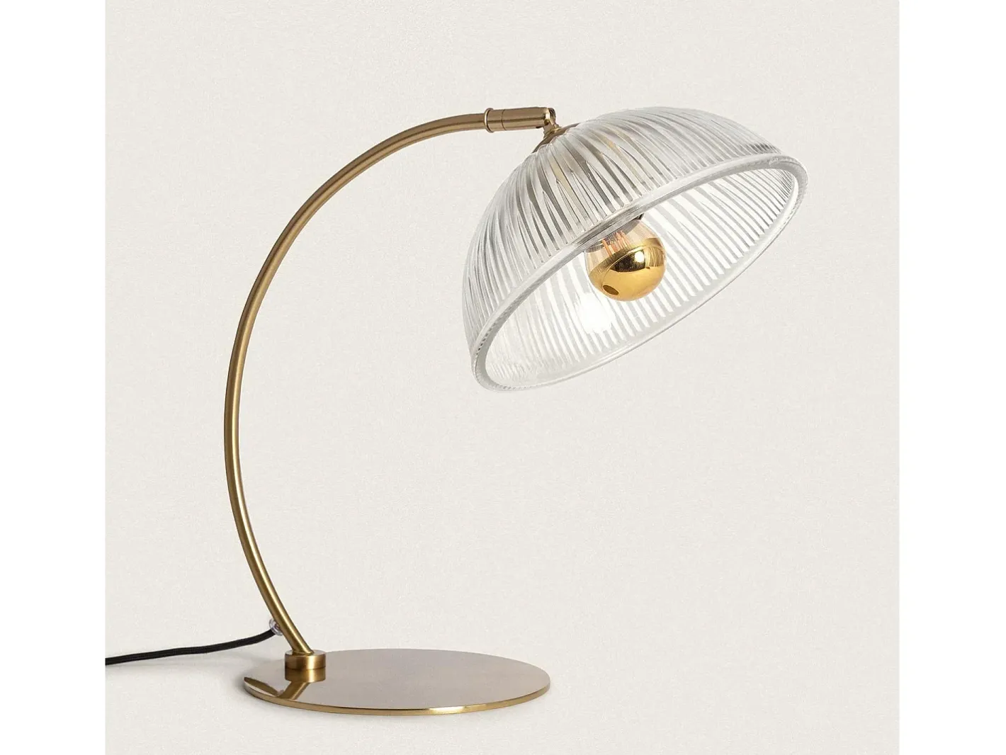 Ledkia Lámpara de Mesa Metal y Cristal Shila Dorado Outlet