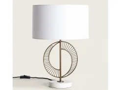 Ledkia Lámpara De Mesa-Lámpara de Mesa Metal y Mármol Castle Blanco