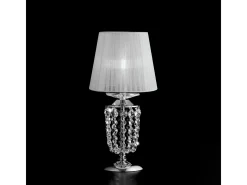 Lámpara Suspendida-Lámpara de mesa Mozart de hierro y latón cromado con pantalla de 1 luz H.40 Ø20 BL189-LT-CR Plateado