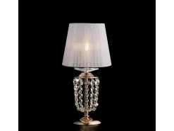 New Lámpara de mesa Mozart de hierro y latón con pantalla de 1 luz H.40 Ø20 BL189-LT-OR Dorado
