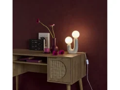 Sweeek Lámpara de mesa orgánica de cerámica y vidrio Beige Hot