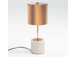 Les Tendances Lámpara De Mesa-Lámpara de mesa pantalla de metal cobre base de mármol blanco Xéna Al. 51 cm Dorado