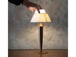 Lámpara De Mesa-Lámpara de mesa recargable Flaminia Zafferano LED táctil - Diseño clásico inalámbrico en bronce Marru00f3n