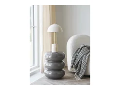 Les Tendances Lámpara De Mesa-Lámpara de mesa SHEFFIELD – Lámpara de mesa de mármol y acero Beige