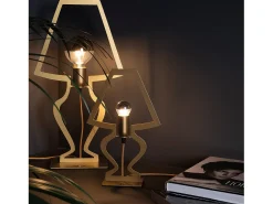 Lámpara de mesa Silhouette grande 30x54 cm en hierro estilizado Diseño moderno de ensueño Conexión E27 Made in Italy Oro Dorado