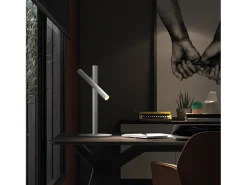 Lámpara De Mesa-Lámpara de mesa TANIA estilo moderno - Alt. 45,5 cm - LED SMD AC 4W - 400lm 3K - cable 1,5 mts - on&off - acero y - IP40 Blanco