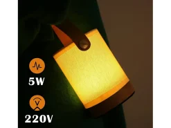 NETTLIFE Lámpara de mesa táctil LED , pantalla de tela de madera inalámbrica portátil con función de atenuación Amarillo