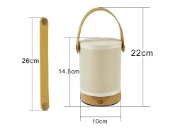 NETTLIFE Lámpara de mesa táctil LED , pantalla de tela de madera inalámbrica portátil con función de atenuación Amarillo