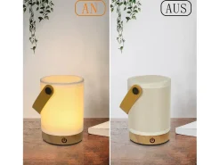 NETTLIFE Lámpara de mesa táctil LED , pantalla de tela de madera inalámbrica portátil con función de atenuación Amarillo
