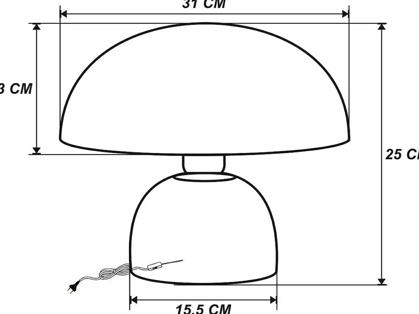 OZAIA Lámpara De Mesa-Lámpara de mesa tipo seta de metal, D. 31 x Alt. 25 cm, , SIDNEY Negro