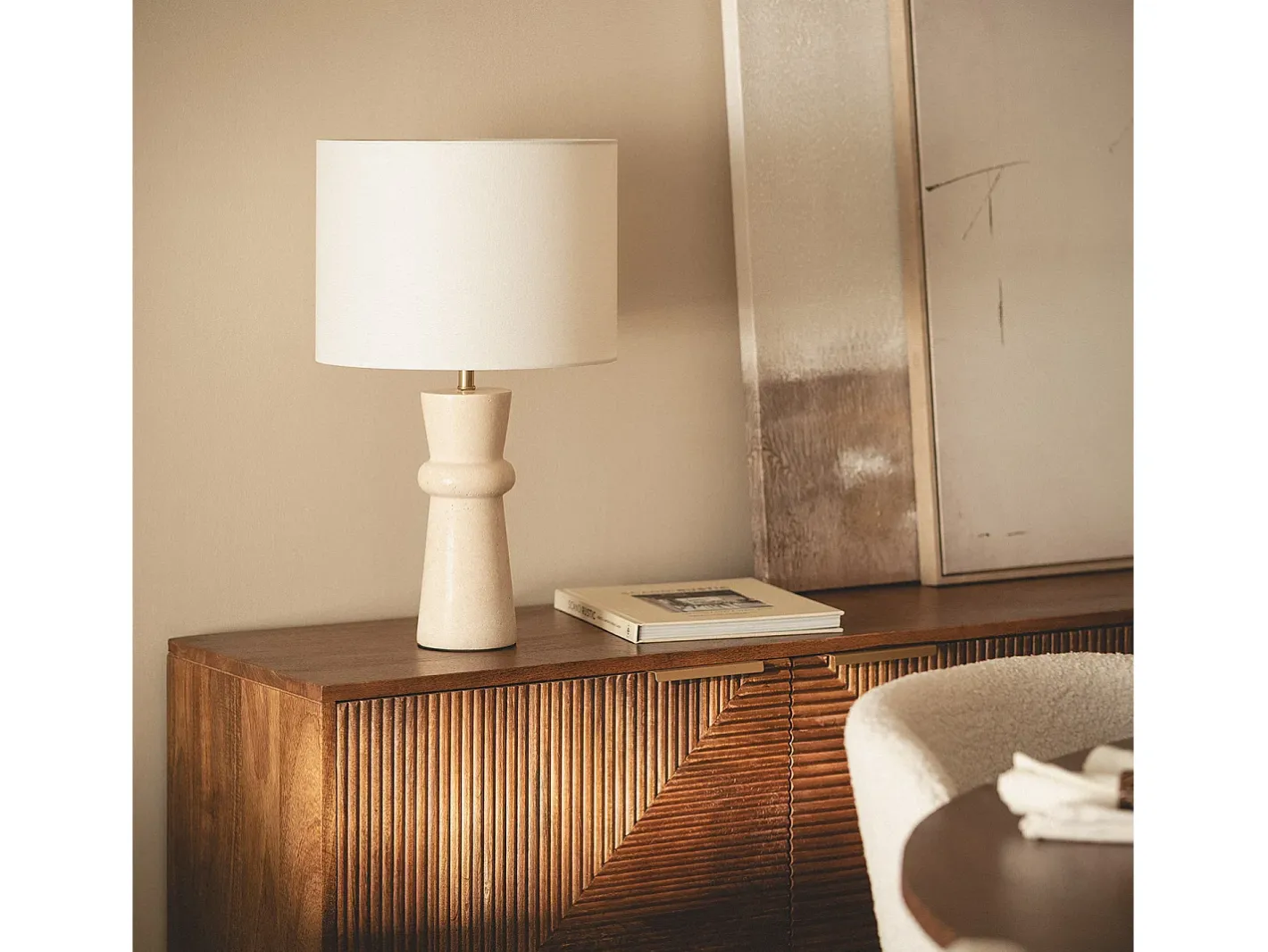 Online Ledkia Lámpara de Mesa Travertino Bittor Beige
