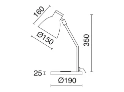New Lámpara de mesa VALAN estilo clásico y moderno - Alt. 35 cm - E27 60W - IP20 - 350º - base carga - cable 1,5 metros - on&off - acero y madera - Blanco