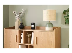 New Miliboo Lámpara de mesa de cerámica y pantalla de mimbre H35 cm PIEGA Verde