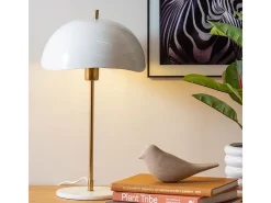 LEITMOTIV Lámpara de mesa Waved Dome - Blanco New
