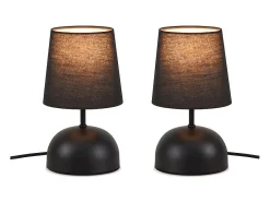 NETTLIFE Lámpara De Mesa-Lámpara de mesita de noche , juego de 2, cable , tela pequeña, diseño moderno Negro