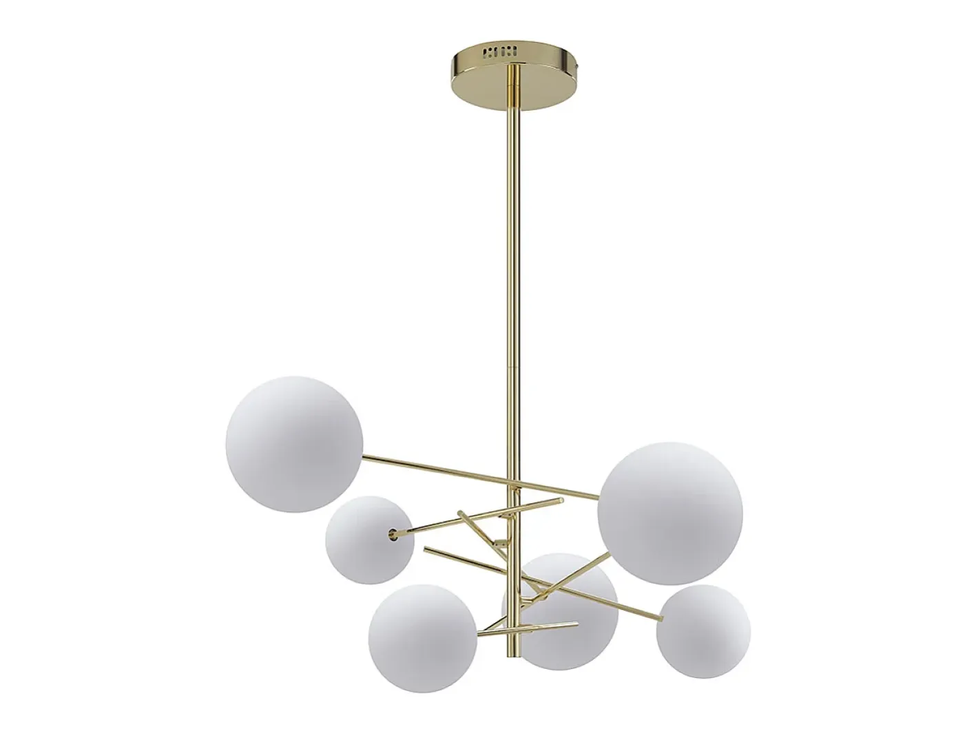 OZAIA Lámpara Suspendida-Lámpara de metal asimétrica 6 globos, L.72 x H. 116 cm, brillante, NAKINA Dorado