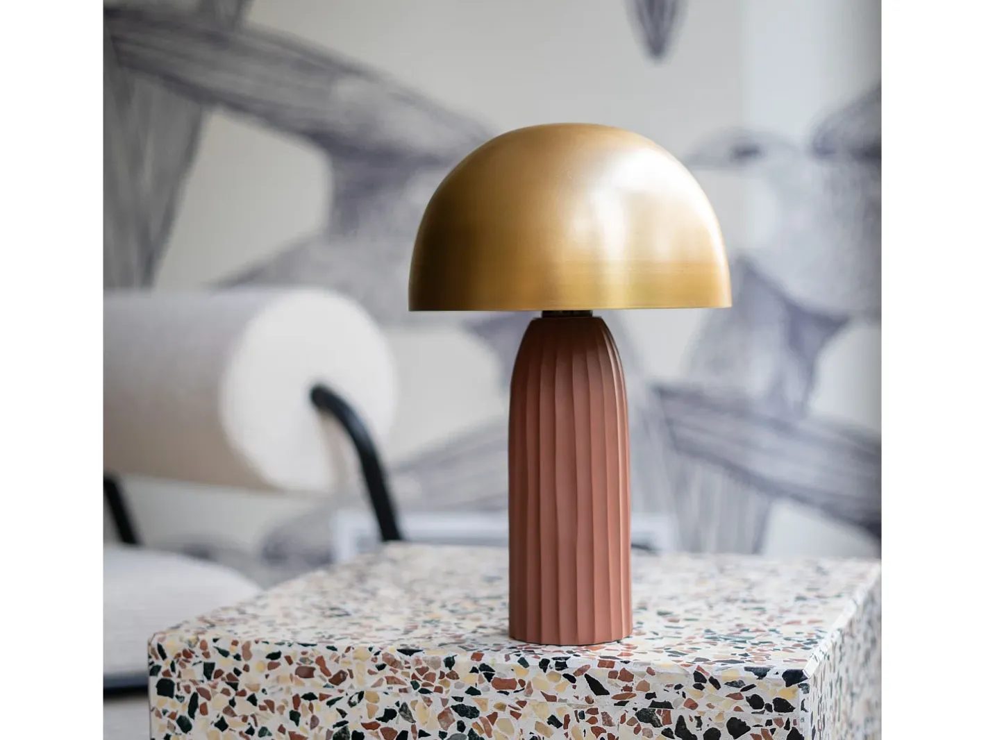 Hot Rendez-Vous Déco Lámpara de metal terracota y dorado - Joy Terracota / Dorado