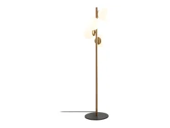 OZAIA Lámpara de metal y cristal 4 globos FAZE - Alt. 130 cm - y blanco Dorado