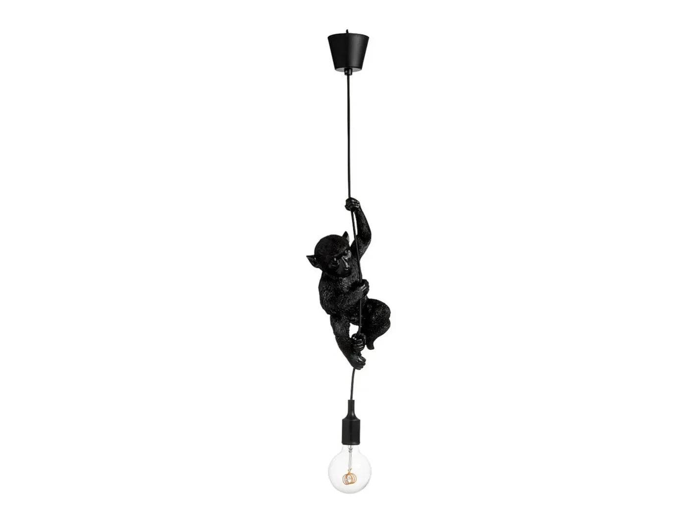 Discount J-Line Lámpara de mono suspendida en resina negra 16.5x12.5x96 cm Negro