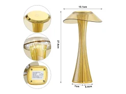 NETTLIFE Lámpara De Mesa-Lámpara de noche LED moderna, regulable, USB, con 3 niveles de brillo, lámpara de mesa Dorado