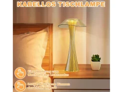 NETTLIFE Lámpara De Mesa-Lámpara de noche LED moderna, regulable, USB, con 3 niveles de brillo, lámpara de mesa Dorado