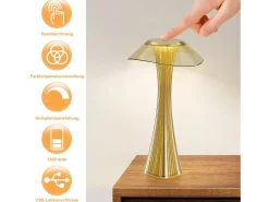 NETTLIFE Lámpara De Mesa-Lámpara de noche LED moderna, regulable, USB, con 3 niveles de brillo, lámpara de mesa Dorado