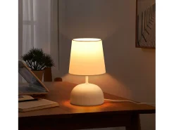 NETTLIFE Lámpara de noche con cable, lámpara de mesa de tela blanca, lámpara de noche moderna para dormitorio con cable, sin bombilla Blanco Best