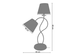 New TOSEL Lámpara de noche ,metal, ,A65xD40xP40cm Gris