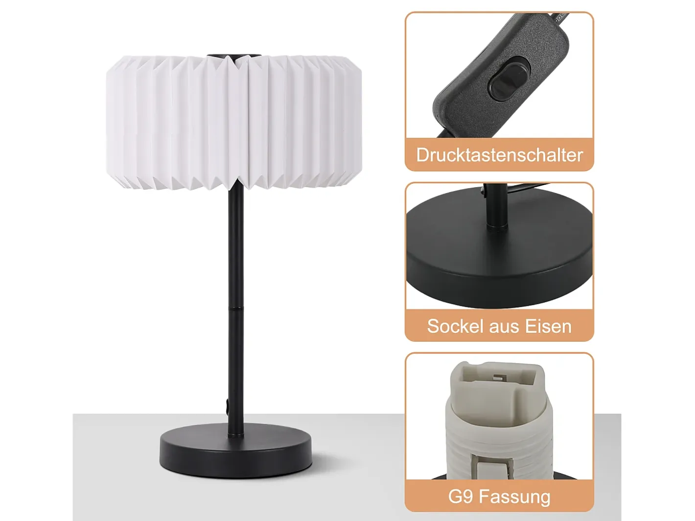 Discount NETTLIFE Lámpara de noche vintage para sala de estar - Lámpara de mesa con cable de diseño para dormitorio Blanco