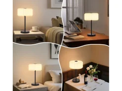 Discount NETTLIFE Lámpara de noche vintage para sala de estar - Lámpara de mesa con cable de diseño para dormitorio Blanco