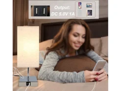NETTLIFE Lámpara de noche vintage táctil regulable E27 con función de carga USB y LED intercambiable Plateado Clearance