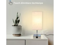 NETTLIFE Lámpara de noche vintage táctil regulable E27 con función de carga USB y LED intercambiable Plateado Clearance