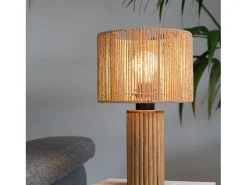 Rendez-Vous Déco Lámpara De Mesa-Lámpara de papel de cuerda con base de tronco de madera - Mira Beige