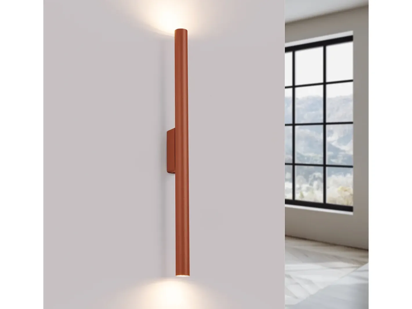 Sollux Lighting Aplique Para Pared-Lámpara de pared Brill moderno de acero - 2 fuentes luminosas 4000K - L.2,5 x A.50 cm - ocre Rojo