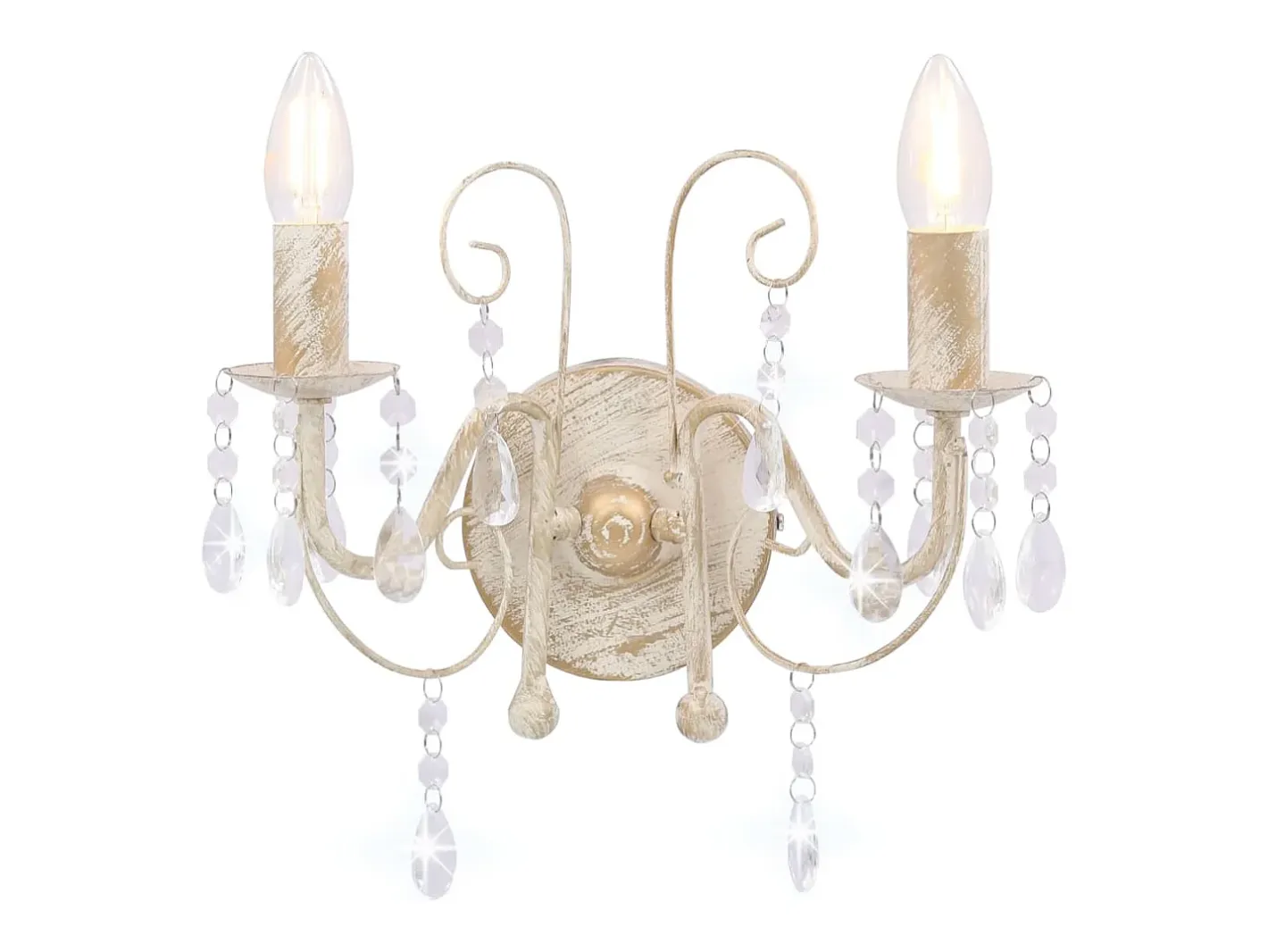 Best Lámpara de pared con cuentas antiguo 2 bombillas E14 ES140247 Blanco