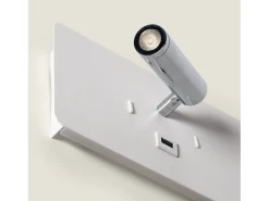 Ledkia Lámpara de Pared con Luz de Lectura LED 8W Metal y Puerto USB Rossey Blanco Discount