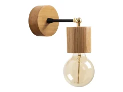 Concept-Usine Aplique Para Pared-Lámpara de pared de diseño en madera SONIA - Efecto cálido de madera, luz suave, ideal para salón, dormitorio o entrada Marru00f3n