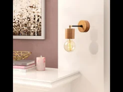 Concept-Usine Aplique Para Pared-Lámpara de pared de diseño en madera SONIA - Efecto cálido de madera, luz suave, ideal para salón, dormitorio o entrada Marru00f3n