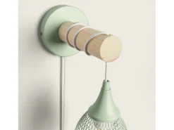 Online Ledkia Lámpara de Pared de Madera y Metal Monah Verde Celadón Multicolor
