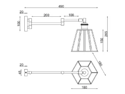 Ledkia Lámpara de Pared de Metal y Cristal Brontom Dorado