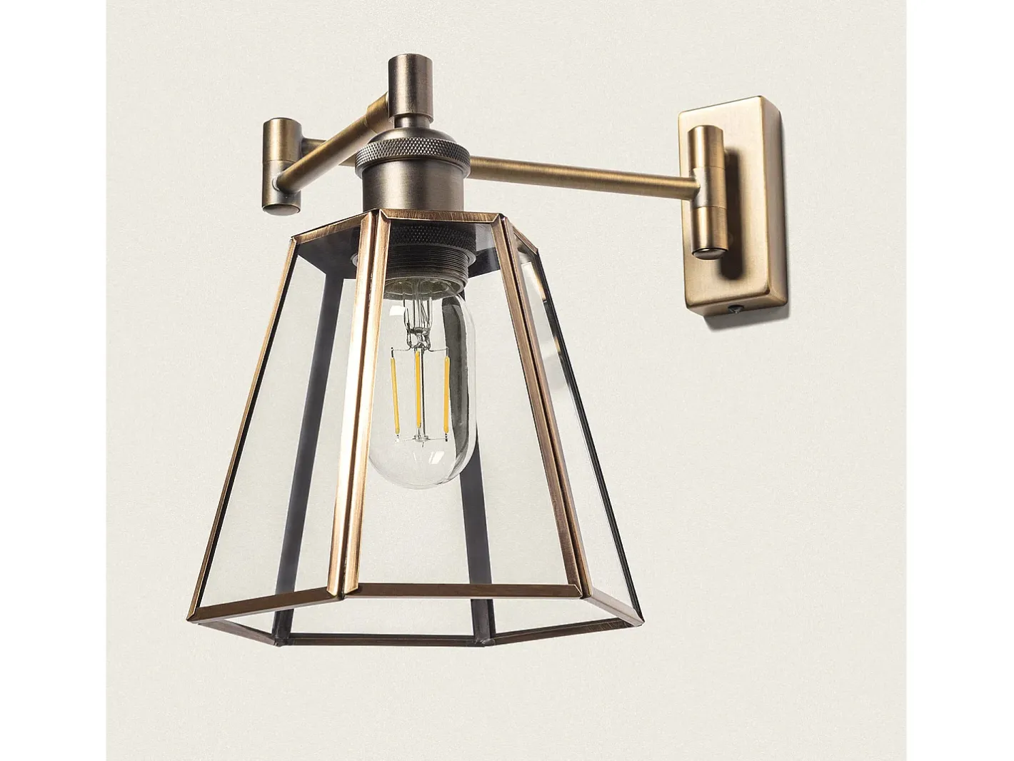 Ledkia Lámpara de Pared de Metal y Cristal Brontom Dorado