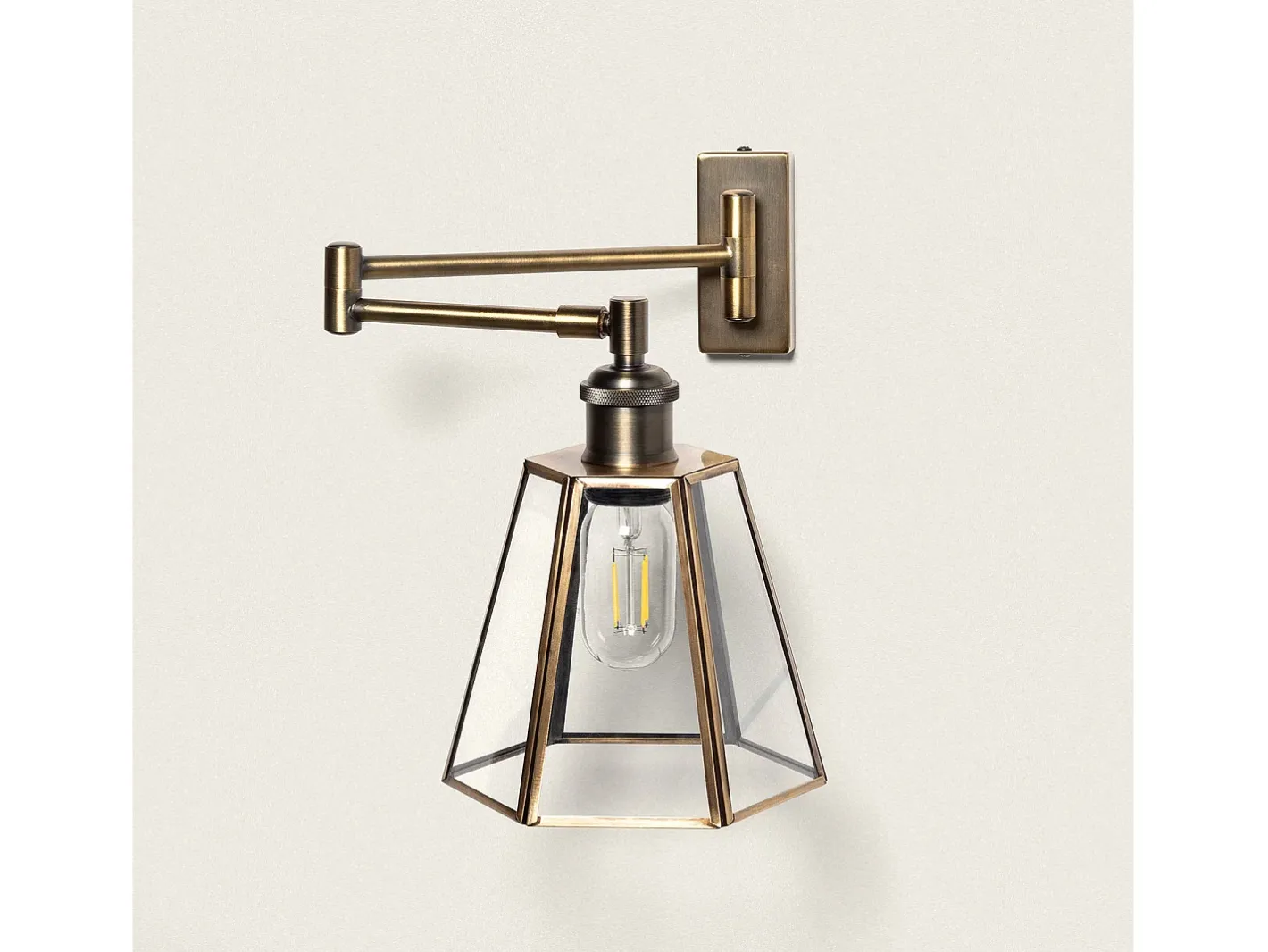 Ledkia Lámpara de Pared de Metal y Cristal Brontom Dorado