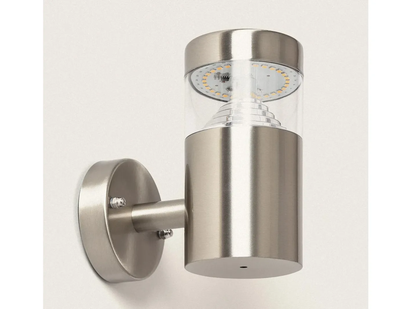 Ledkia Lámpara de Pared Exterior LED 5W Acero Inoxidable Inti 3000K Blanco Cálido Plateado Sale