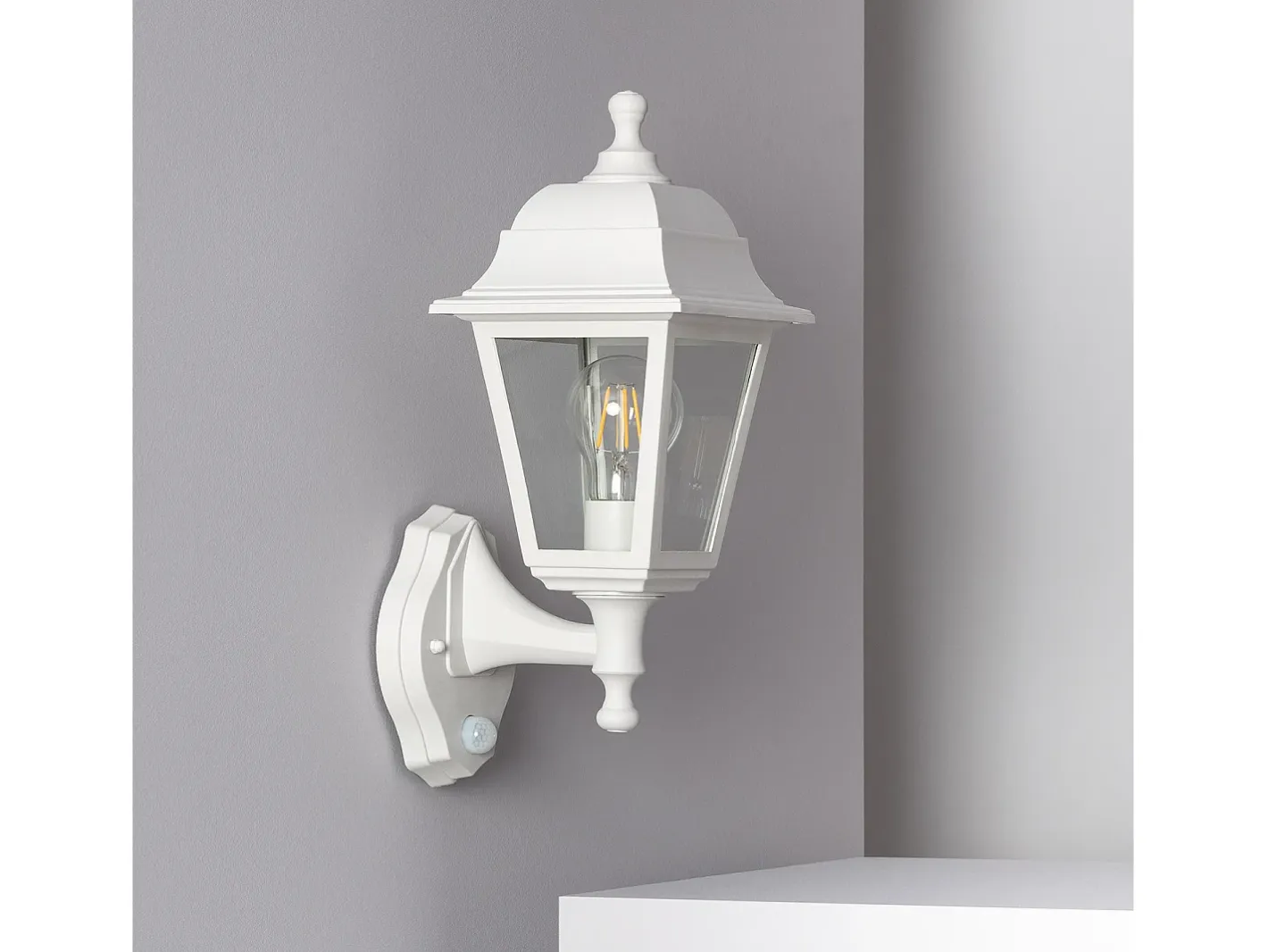 Online Ledkia Lámpara de Pared Exterior con Detector de Movimiento PIR Mini Villa Blanco