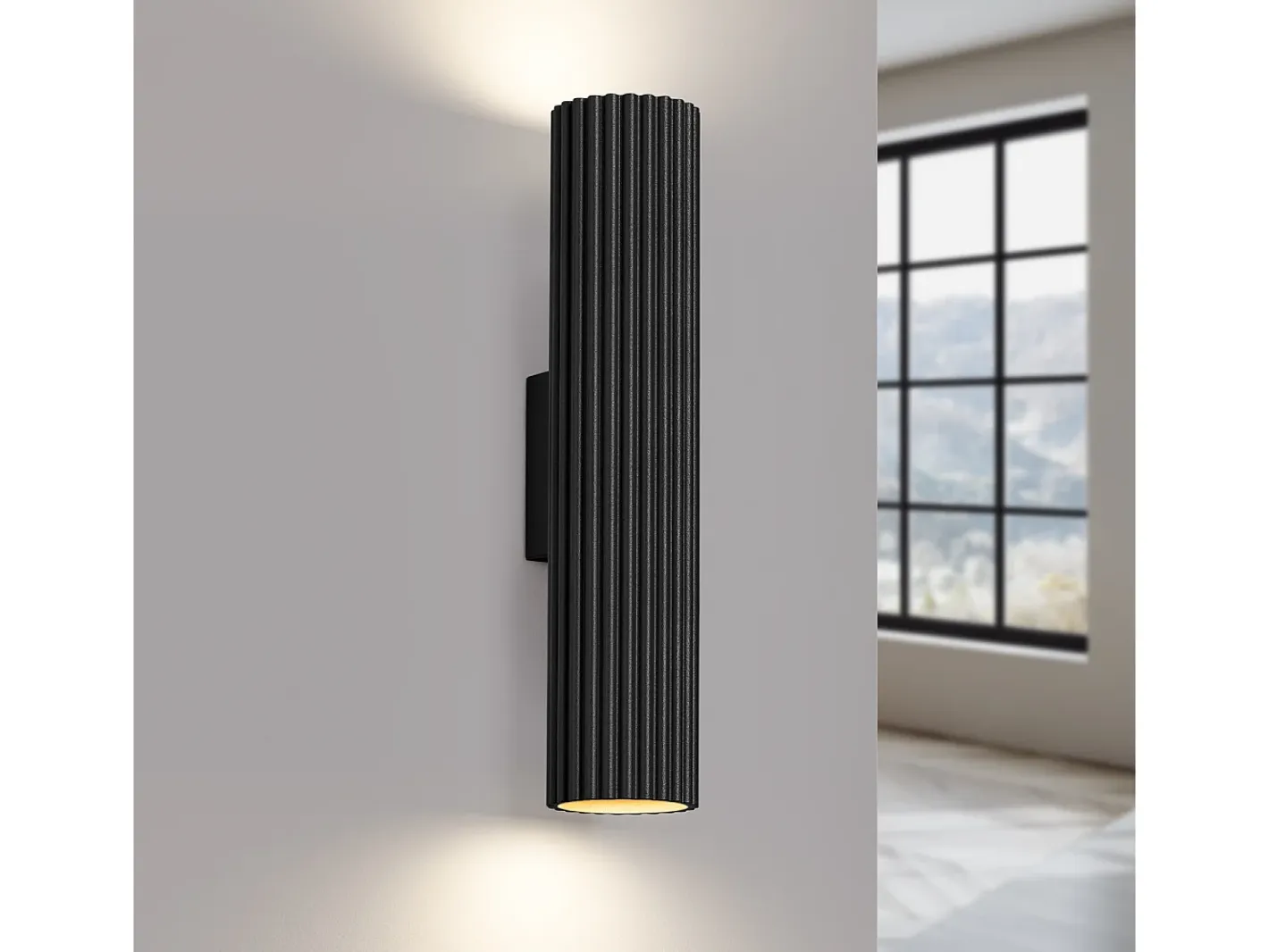 Sollux Lighting Lámpara de pared Gloow minimalista de aluminio - 2 fuentes luminosas 4000K - L.6,5 x A.30 cm - Negro Sale
