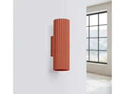 Outlet Sollux Lighting Lámpara de pared Gloow minimalista de aluminio - 2 fuentes luminosas 3000K - L.6,5 x A.20 cm - ocre Rojo