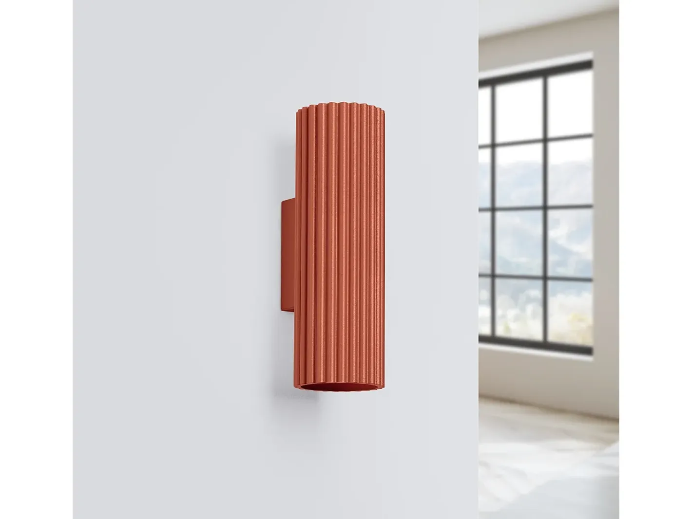 Outlet Sollux Lighting Lámpara de pared Gloow minimalista de aluminio - 2 fuentes luminosas 3000K - L.6,5 x A.20 cm - ocre Rojo
