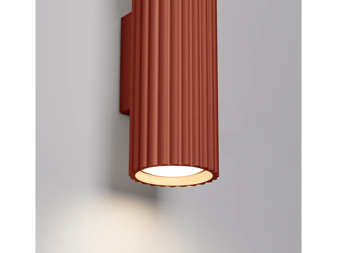Outlet Sollux Lighting Lámpara de pared Gloow minimalista de aluminio - 2 fuentes luminosas 3000K - L.6,5 x A.20 cm - ocre Rojo
