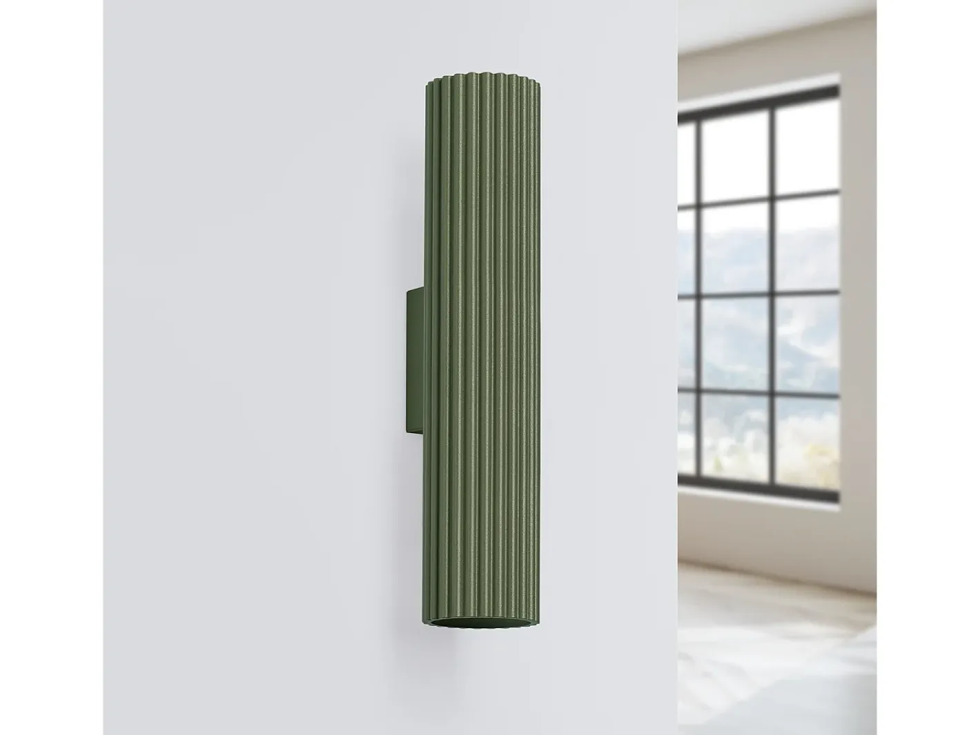 Outlet Sollux Lighting Lámpara de pared Gloow minimalista de aluminio - 2 fuentes luminosas 3000K - L.6,5 x A.30 cm - oliva Verde