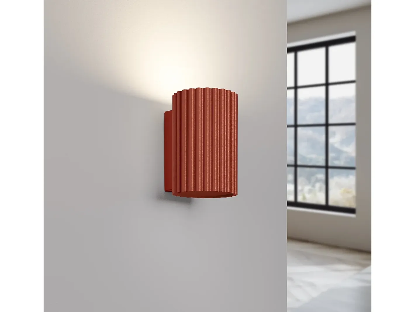 New Sollux Lighting Lámpara de pared Gloow minimalista de aluminio - 1 fuentes luminosas 3000K - L.6,5 x A.10 cm - ocre Rojo